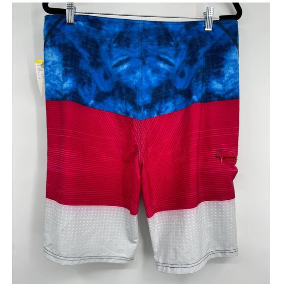 Joe Boxer Young Mens Blue Red White Board Shorts Swim Trunks NEW Size 36 - Picture 2 of 10